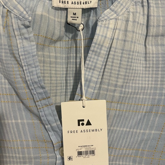 Free Assembly blue & white lined top/blouse - Picture 3 of 5